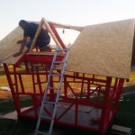 OSB boards on wooden playhouse roof
