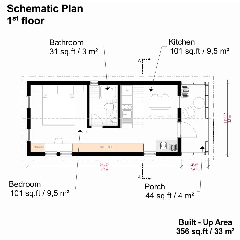 Real Schematic Of A House Plan. One Bedroom