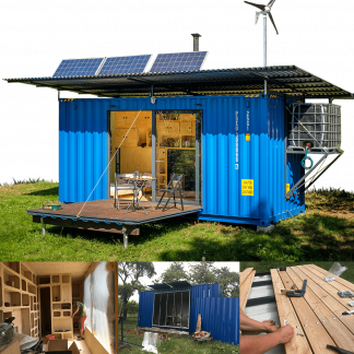 Off-grid 20’ shipping container home blueprints
