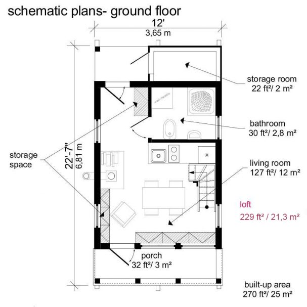 Small House Plans with Gable Roof