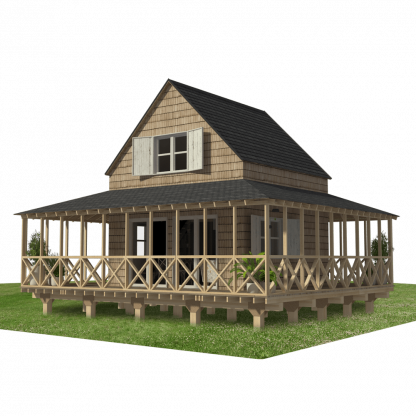 Elevated small house plans with gable roof