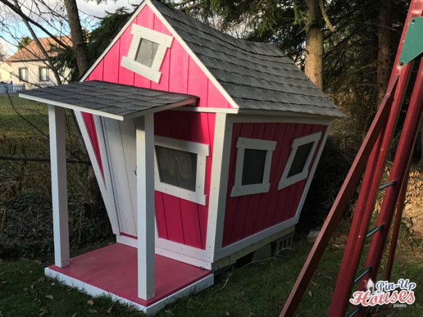 DIY timber crooked playhouse for children