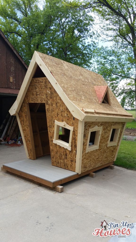 DIY playhouse made of OSB boards