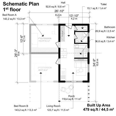 Expandable Small House Plans - Small Homes, Cabins, Pin-Up Houses