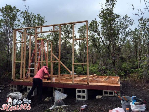 building of timber framework for walls