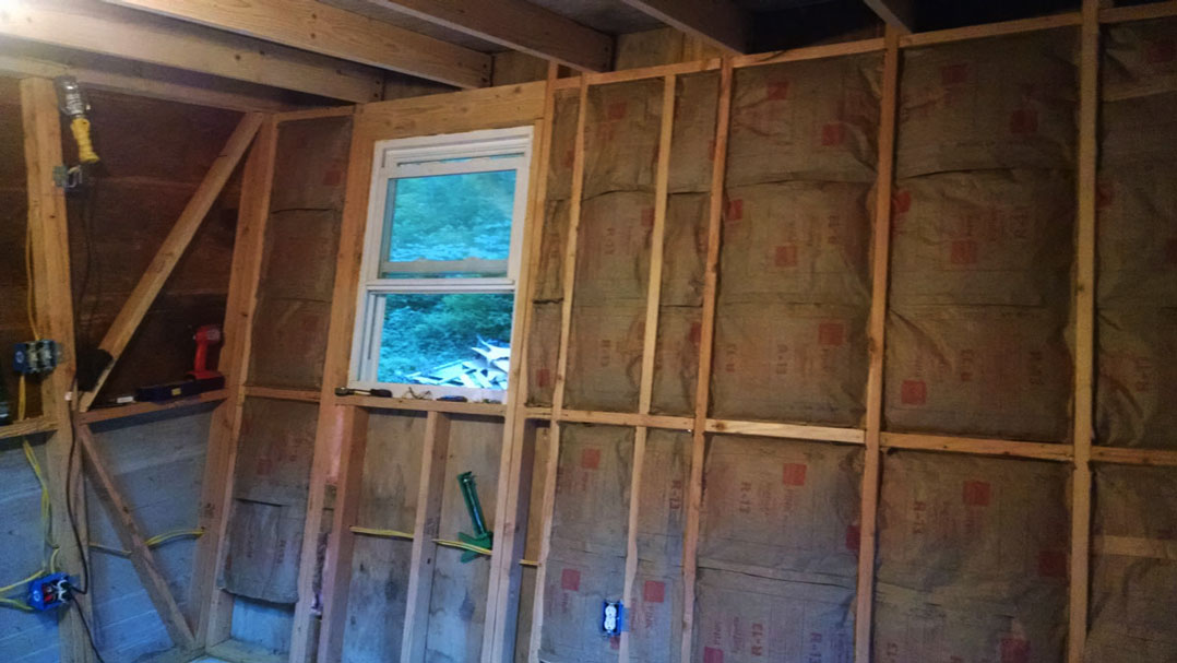 slash window in timber wall frame