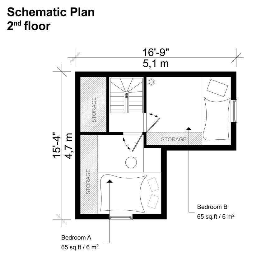 tiny home 2 bedroom floor plans