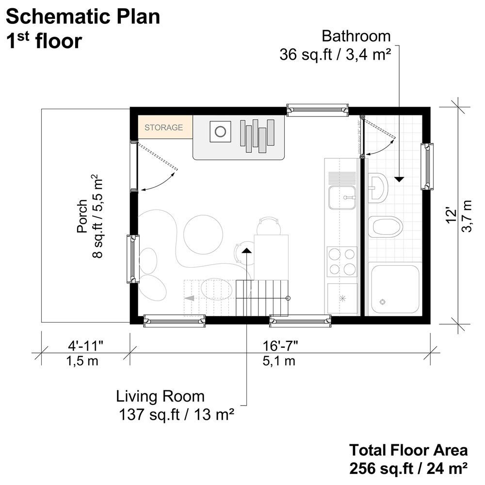 One Bedroom Cottage Floor Plans 