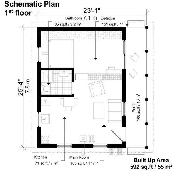 One Room Cabin Plans