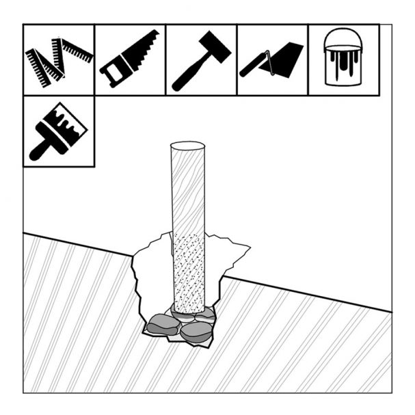 rock fortification of the pit, pillar in concrete foundations