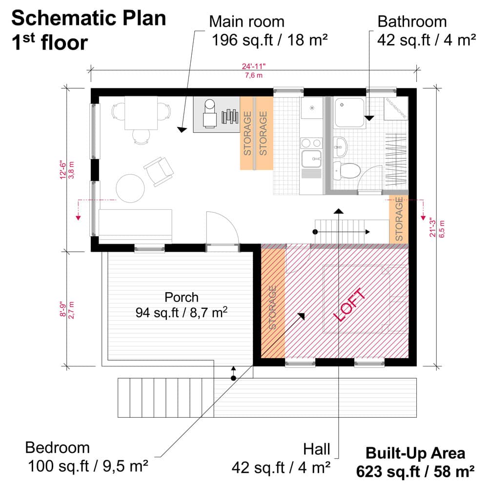 Small Hillside House Plan